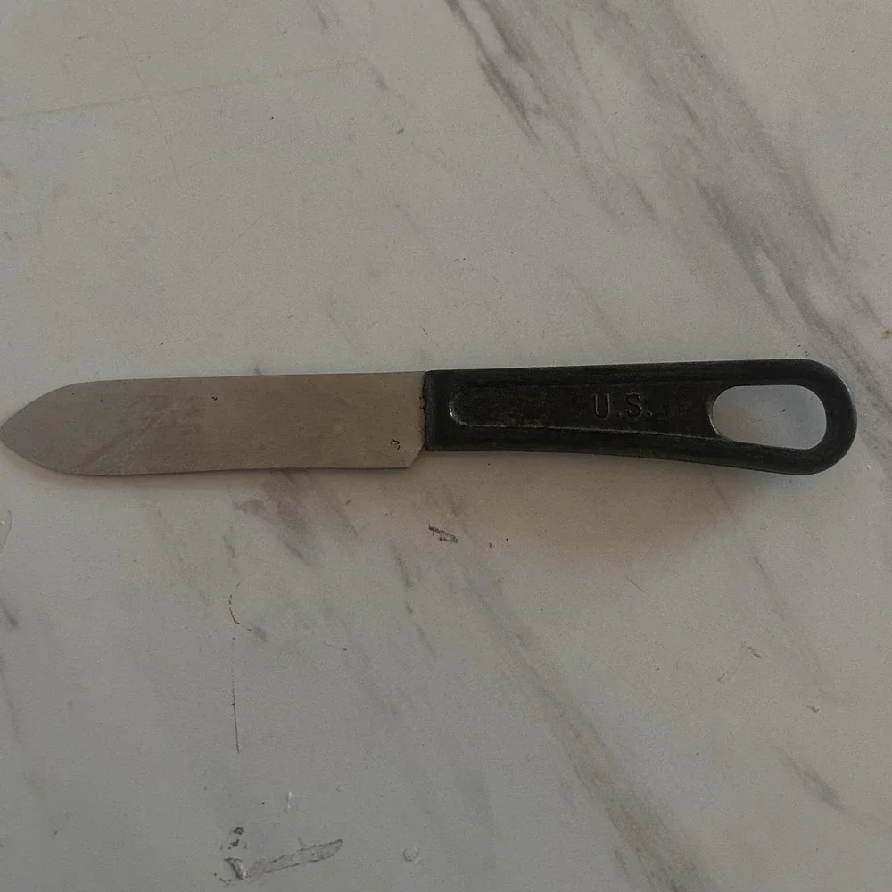 Vintage US Military Mess Knife USA Black‎ Bakelite / Plastic Handle 7.5 Inches A